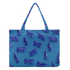 Cow Illustration Blue Medium Tote Bag