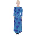 Cow Illustration Blue Quarter Sleeve Wrap Maxi Dress View2