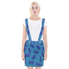 Cow Illustration Blue Braces Suspender Skirt