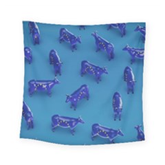 Cow Illustration Blue Square Tapestry (small)