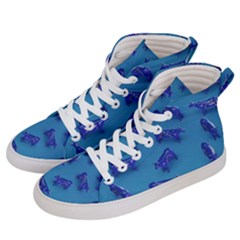 Cow Illustration Blue Women s Hi-top Skate Sneakers by HermanTelo