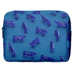 Cow Illustration Blue Make Up Pouch (large) by HermanTelo