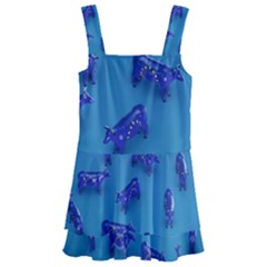 Cow Illustration Blue Kids  Layered Skirt Swimsuit by HermanTelo