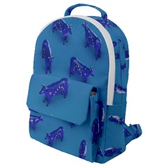 Cow Illustration Blue Flap Pocket Backpack (small)