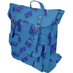 Cow Illustration Blue Buckle Up Backpack