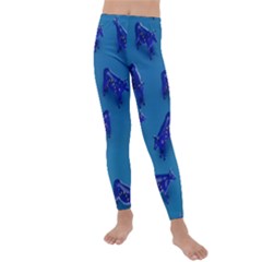 Cow Illustration Blue Kids  Lightweight Velour Leggings