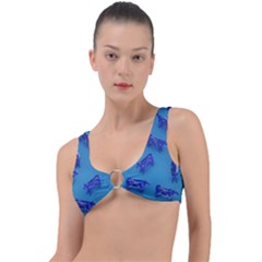 Cow Illustration Blue Ring Detail Bikini Top