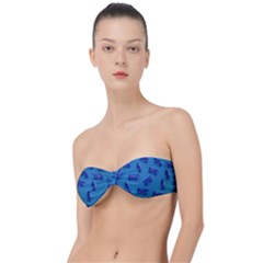 Cow Illustration Blue Classic Bandeau Bikini Top 