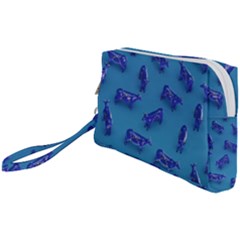 Cow Illustration Blue Wristlet Pouch Bag (small)