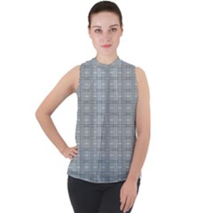 Pattern Shapes Mock Neck Chiffon Sleeveless Top by HermanTelo