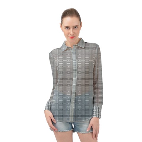 Pattern Shapes Long Sleeve Chiffon Shirt by HermanTelo