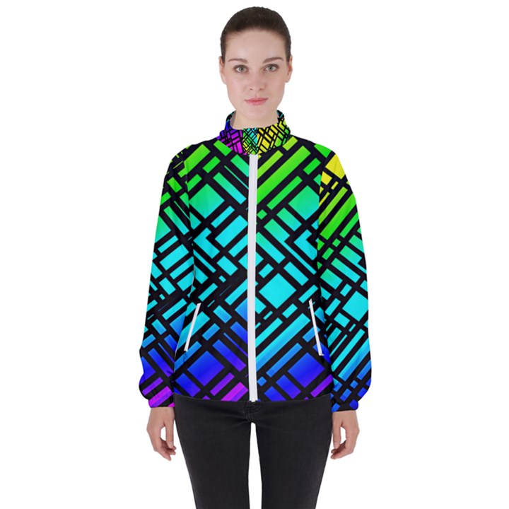 Background Texture Colour Women s High Neck Windbreaker