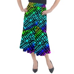 Background Texture Colour Midi Mermaid Skirt