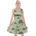 Cartoon Hedgehog Green Reversible Velvet Sleeveless Dress View1