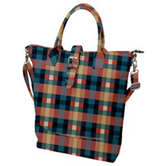 Texture Red Buckle Top Tote Bag