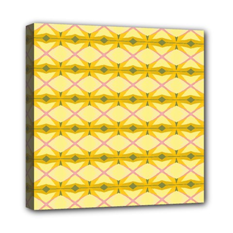 Pattern Pink Yellow Mini Canvas 8  X 8  (stretched)