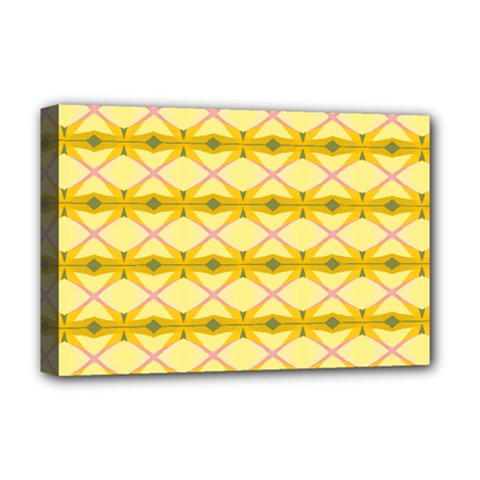 Pattern Pink Yellow Deluxe Canvas 18  X 12  (stretched)