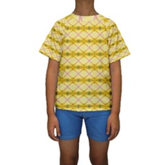 Pattern Pink Yellow Kids  Short Sleeve Swimwear