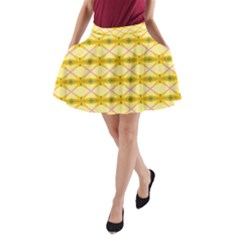 Pattern Pink Yellow A-line Pocket Skirt