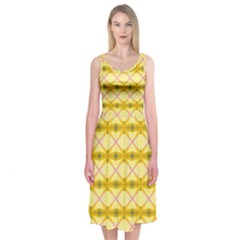 Pattern Pink Yellow Midi Sleeveless Dress