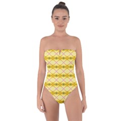 Pattern Pink Yellow Tie Back One Piece Swimsuit