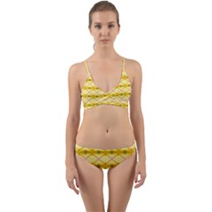 Pattern Pink Yellow Wrap Around Bikini Set