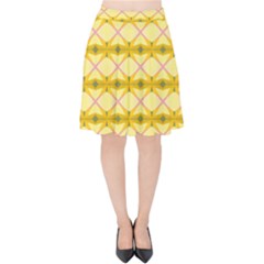 Pattern Pink Yellow Velvet High Waist Skirt