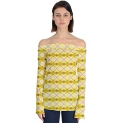 Pattern Pink Yellow Off Shoulder Long Sleeve Top