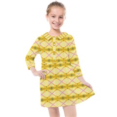 Pattern Pink Yellow Kids  Quarter Sleeve Shirt Dress