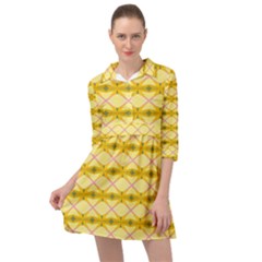 Pattern Pink Yellow Mini Skater Shirt Dress