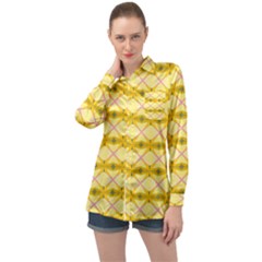 Pattern Pink Yellow Long Sleeve Satin Shirt