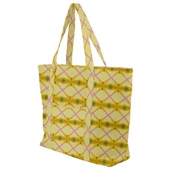 Pattern Pink Yellow Zip Up Canvas Bag