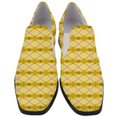 Pattern Pink Yellow Women Slip On Heel Loafers