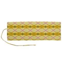 Pattern Pink Yellow Roll Up Canvas Pencil Holder (m)