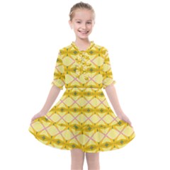 Pattern Pink Yellow Kids  All Frills Chiffon Dress