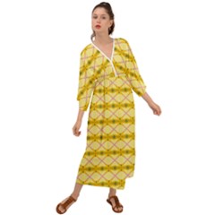 Pattern Pink Yellow Grecian Style  Maxi Dress