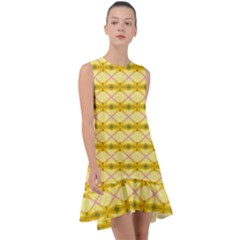 Pattern Pink Yellow Frill Swing Dress