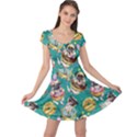 Funny Pug Dog and Donut Cap Sleeve Dress View1