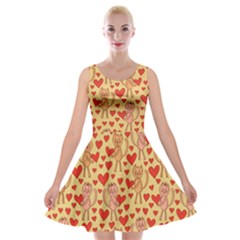 Cute Cat And Heart Velvet Skater Dress