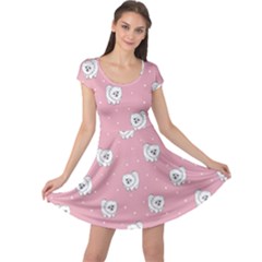 Cute Pomeranian Dog Cap Sleeve Dress