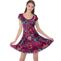 Valentine Heart Maroon Cap Sleeve Dress