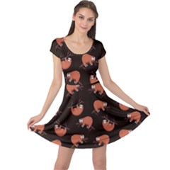 Funny Sloth Brown Cap Sleeve Dress