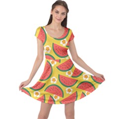 Fresh Watermelon Cap Sleeve Dress