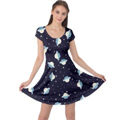 Alien Ufo Blue Cap Sleeve Dress by trulycreative