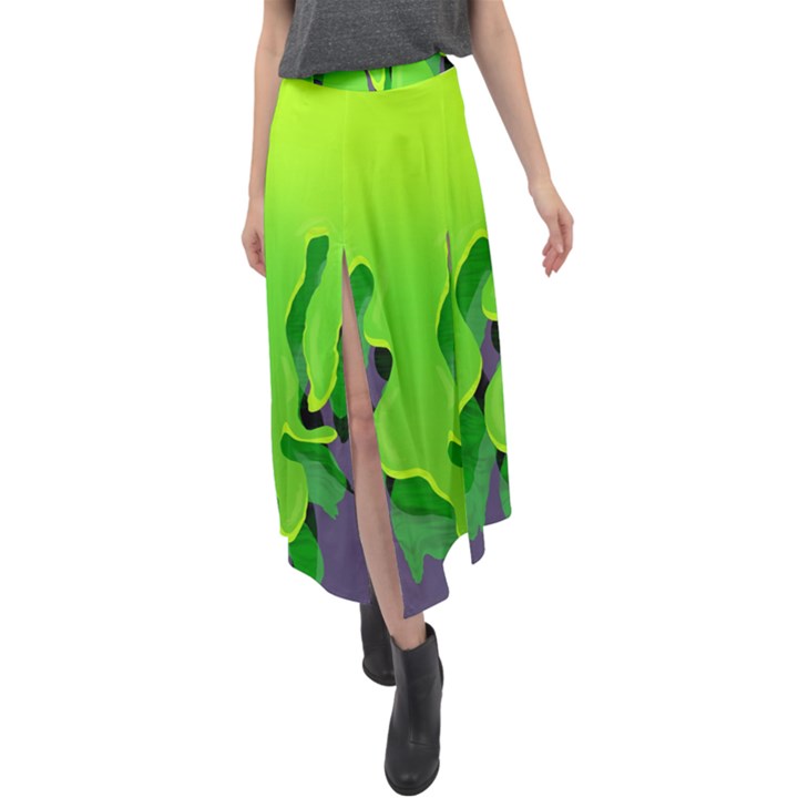 Slimed Velour Split Maxi Skirt