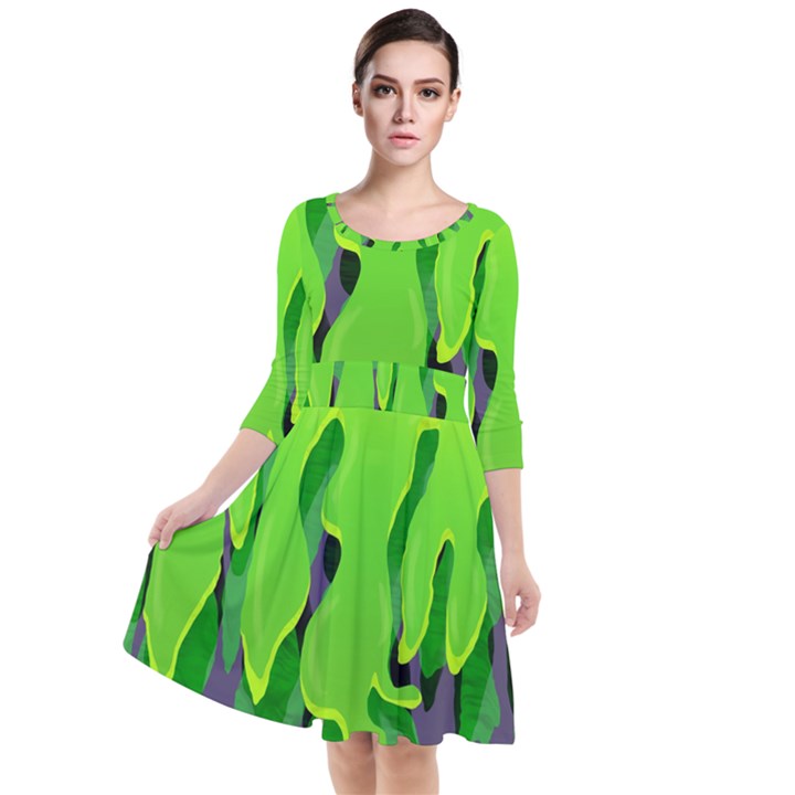 Slimed Quarter Sleeve Waist Band Dress