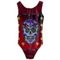 Awesome Sugar Skull With Hearts Kids  Cut-Out Back One Piece Swimsuit View1