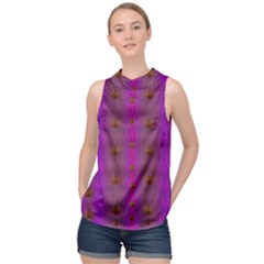 Peace Is Cool Again And Decorative High Neck Satin Top