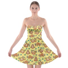 Funny Jungle Sloth Yellow Strapless Bra Top Dress