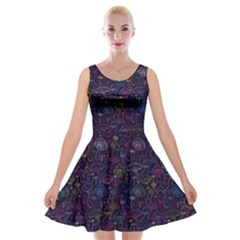 Cute Neon Mushroom Velvet Skater Dress by trulycreative